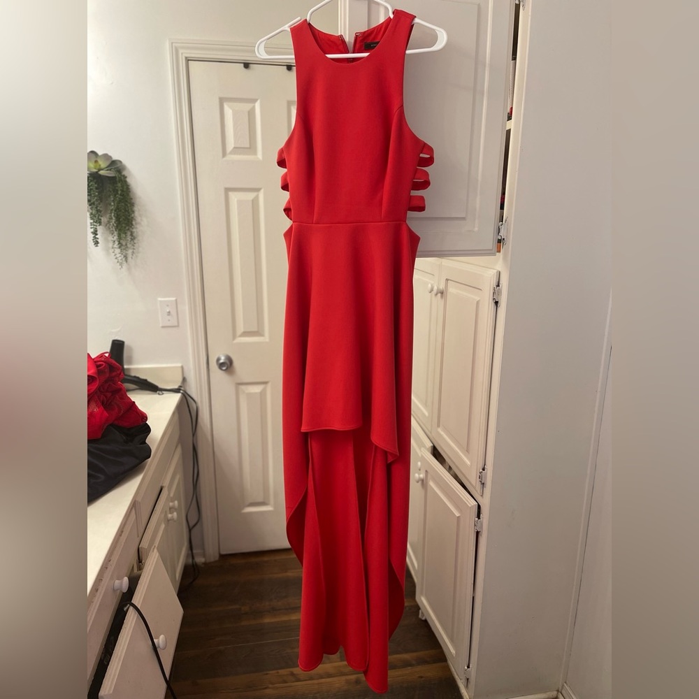 BCBGMaxAzria Rosalyn Red Cutout High-Low Dress